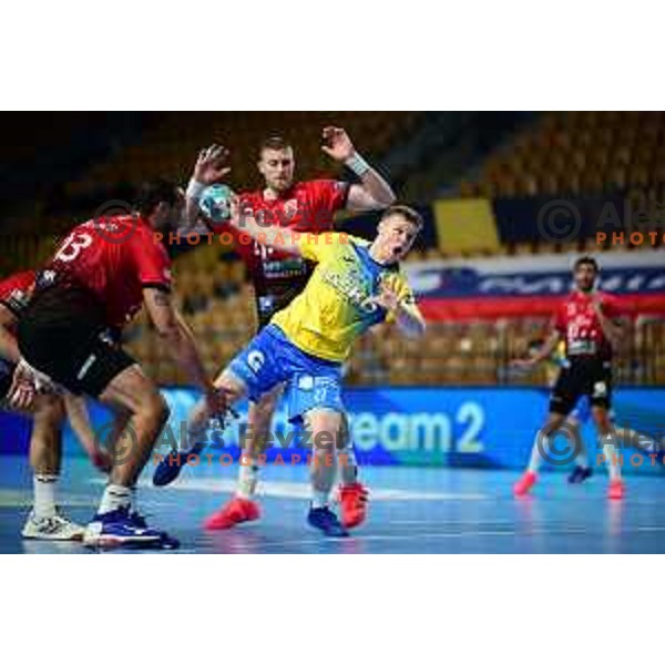 Kristjan Horzen in action during EHF Champions League handball match between Celje Pivovarna Lasko and Zagreb in Zlatorog Arena, Celje, Slovenia on February 9, 2021