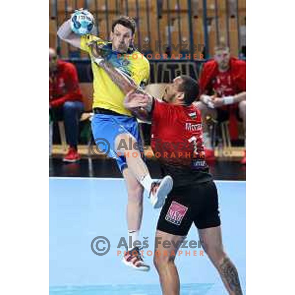 Tobias Cvetko during EHF Champions League handball match between Celje Pivovarna Lasko and Veszprem in Zlatorog Arena, Celje, Slovenia on February 11, 2021