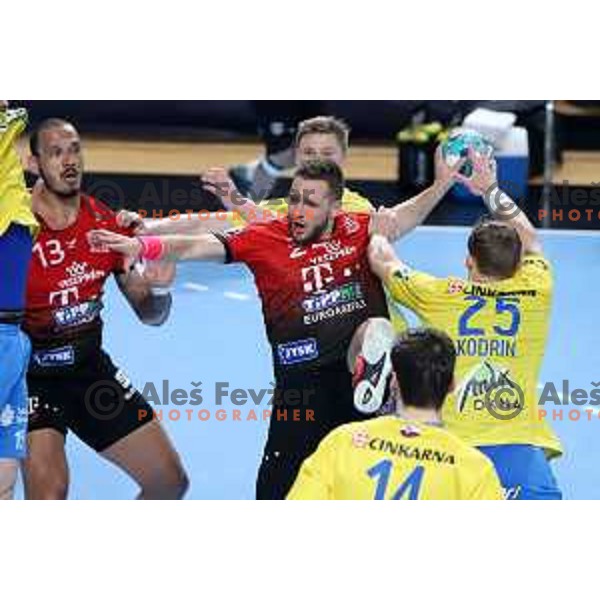 Gasper Marguc during EHF Champions League handball match between Celje Pivovarna Lasko and Veszprem in Zlatorog Arena, Celje, Slovenia on February 11, 2021