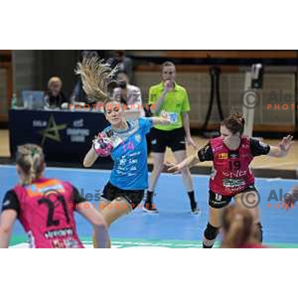 Laura Cerovak in action during EHF Champions League Women 2020-2021 handball match between Krim Mercator (SLO) and Vipers Kristiansand (NOR) in Ljubljana, Slovenia on February 13, 2021