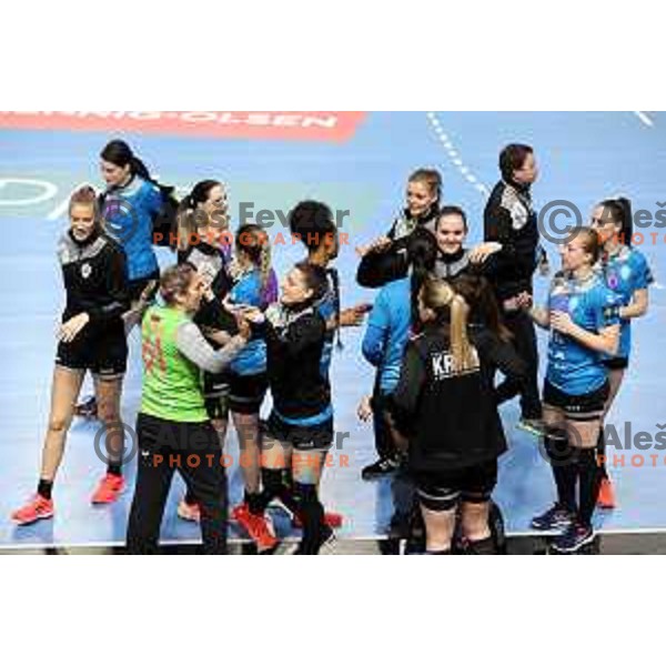 in action during EHF Champions League Women 2020-2021 handball match between Krim Mercator (SLO) and Vipers Kristiansand (NOR) in Ljubljana, Slovenia on February 13, 2021