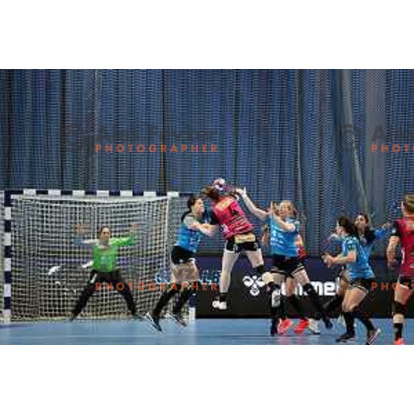 in action during EHF Champions League Women 2020-2021 handball match between Krim Mercator (SLO) and Vipers Kristiansand (NOR) in Ljubljana, Slovenia on February 13, 2021