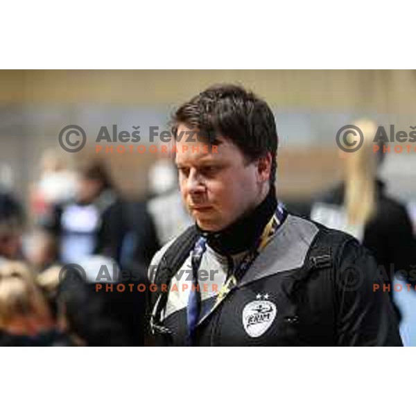 Uros Bregar during EHF Champions League Women 2020-2021 handball match between Krim Mercator (SLO) and Vipers Kristiansand (NOR) in Ljubljana, Slovenia on February 13, 2021