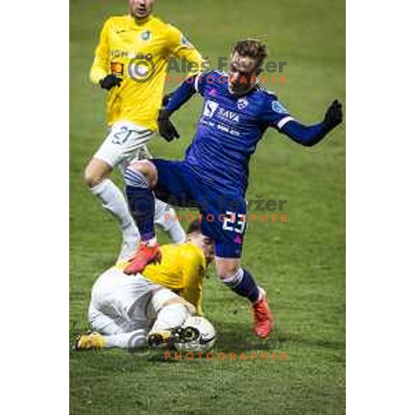 Zan Kolmanic in action during Prva liga Telekom Slovenije football match between Maribor and Bravo in Ljudski vrt, Maribor, Slovenia on February 13, 2021