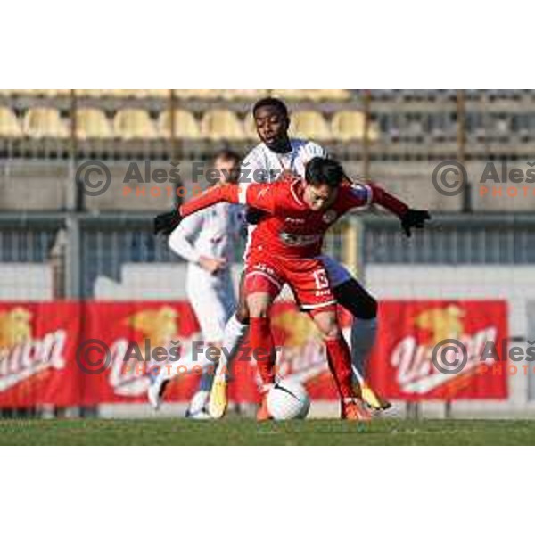 Dohyun Kim in action during Prva Liga Telekom Slovenije 2020-2021 football match between Tabor and Aluminij in Sezana on February 14, 2021