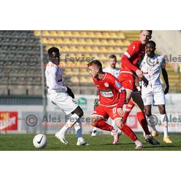Armin Djerlek in action during Prva Liga Telekom Slovenije 2020-2021 football match between Tabor and Aluminij in Sezana on February 14, 2021