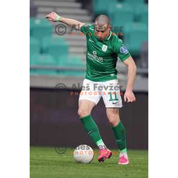 Mihailo Perovic in action during Prva Liga Telekom Slovenië 2020-2021 football match between Olimpija and Mura in SRC Stozice, Ljubljana, Slovenia on February 14, 2021