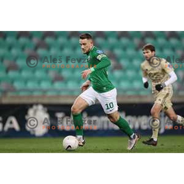 Timi Max Elsnik in action during Prva Liga Telekom Slovenië 2020-2021 football match between Olimpija and Mura in SRC Stozice, Ljubljana, Slovenia on February 14, 2021