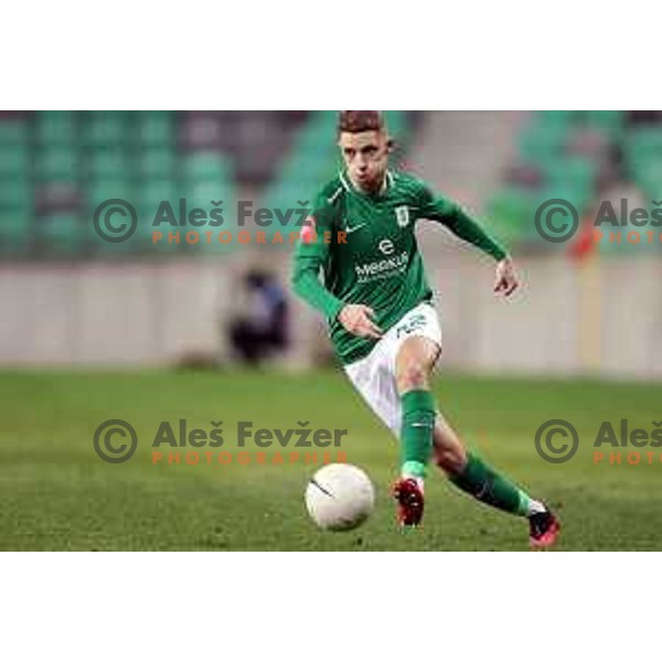 Michael Pavlovic in action during Prva Liga Telekom Slovenië 2020-2021 football match between Olimpija and Mura in SRC Stozice, Ljubljana, Slovenia on February 14, 2021