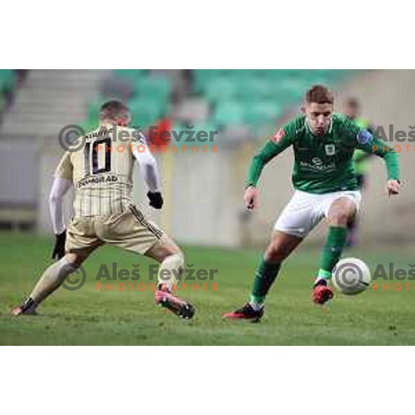 Michael Pavlovic in action during Prva Liga Telekom Slovenië 2020-2021 football match between Olimpija and Mura in SRC Stozice, Ljubljana, Slovenia on February 14, 2021