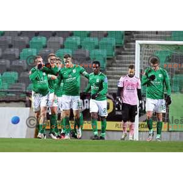 Djordje Ivanovic celebrates goal during Prva Liga Telekom Slovenije 2020-2021 football match between Olimpija ands Mura in SRC Stozice, Ljubljana on February 14, 2021