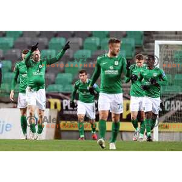 Djordje Ivanovic celebrates goal during Prva Liga Telekom Slovenije 2020-2021 football match between Olimpija ands Mura in SRC Stozice, Ljubljana on February 14, 2021