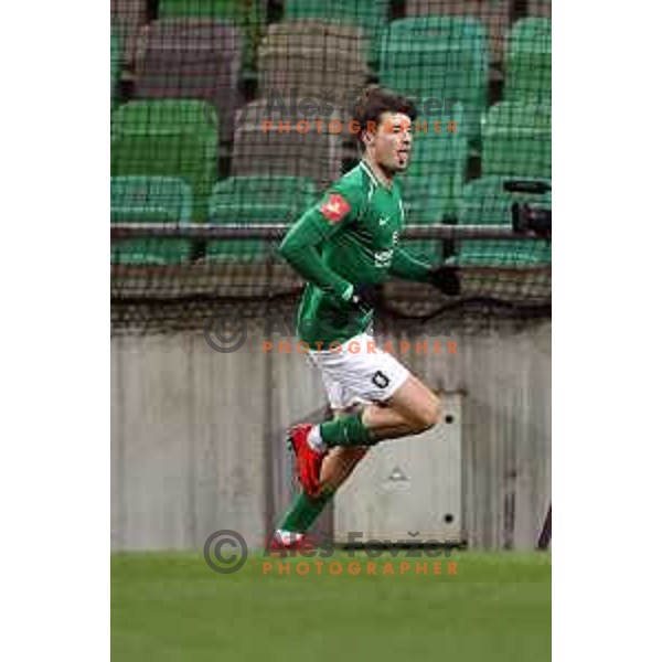 Gal Kurez celebrates goal during Prva Liga Telekom Slovenije 2020-2021 football match between Olimpija and Mura in SRC Stozice, Ljubljana on February 14, 2021