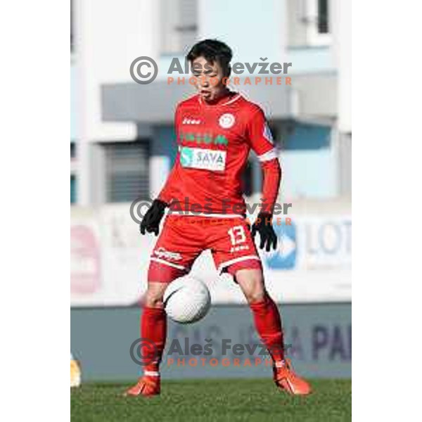 Dohyun Kim in action during Prva Liga Telekom Slovenije 2020-2021 football match between Tabor and Aluminij in Sezana on February 14, 2021