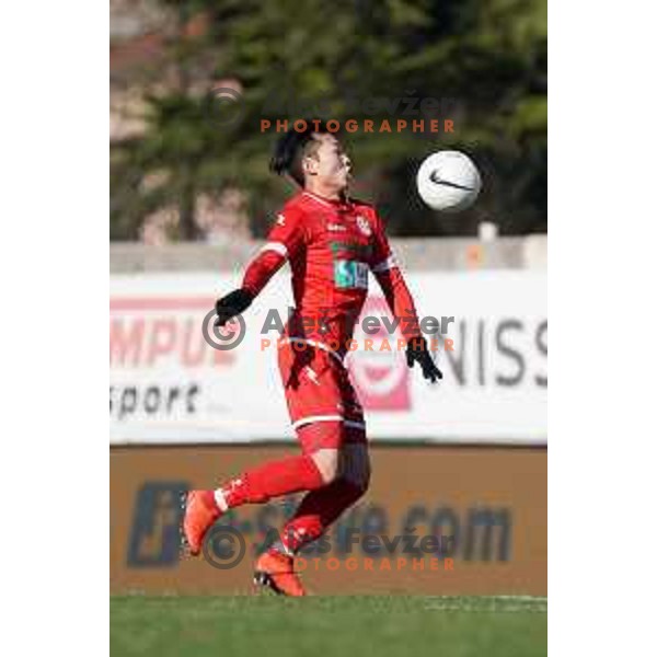 Dohyun Kim in action during Prva Liga Telekom Slovenije 2020-2021 football match between Tabor and Aluminij in Sezana on February 14, 2021