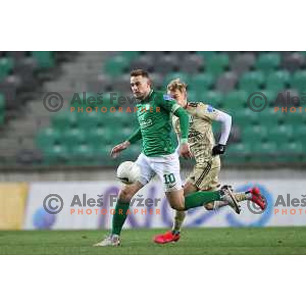 Timi Max Elsnik in action during Prva Liga Telekom Slovenië 2020-2021 football match between Olimpija and Mura in SRC Stozice, Ljubljana, Slovenia on February 14, 2021