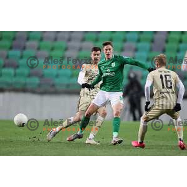 Andres Vombergar in action during Prva Liga Telekom Slovenië 2020-2021 football match between Olimpija and Mura in SRC Stozice, Ljubljana, Slovenia on February 14, 2021