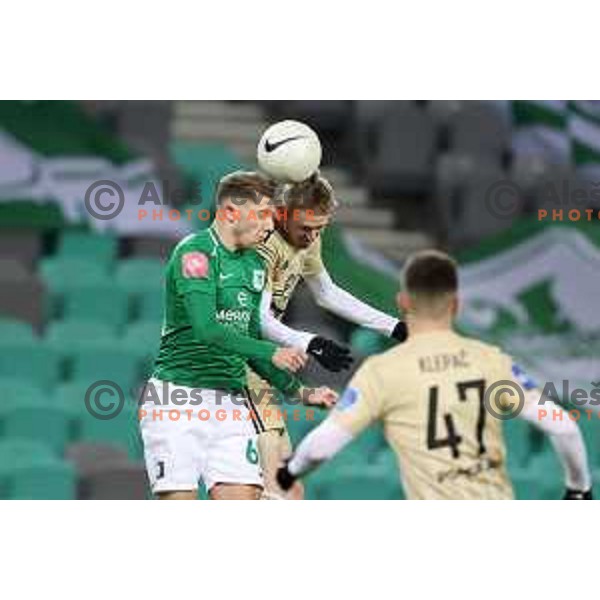 Michael Pavlovic in action during Prva Liga Telekom Slovenië 2020-2021 football match between Olimpija and Mura in SRC Stozice, Ljubljana, Slovenia on February 14, 2021