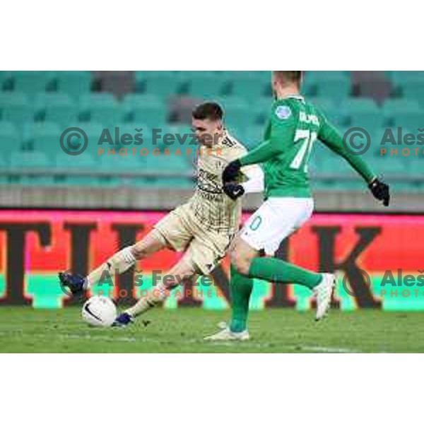 Mihael Klepac in action during Prva liga Telekom Slovenije 2020-2021 football match between Olimpija and Mura in SRC Stozice, Ljubljana on February 14, 2021