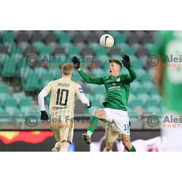 Andres Vombergar in action during Prva Liga Telekom Slovenië 2020-2021 football match between Olimpija and Mura in SRC Stozice, Ljubljana, Slovenia on February 14, 2021