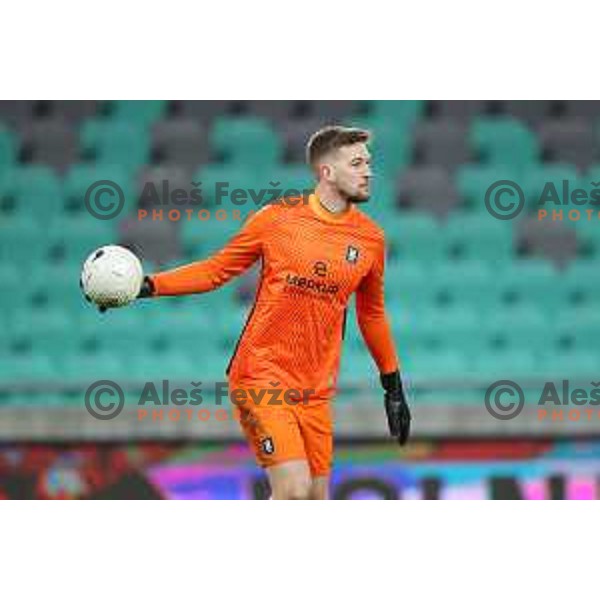 Ziga Frelih in action during Prva liga Telekom Slovenije 2020-2021 football match between Olimpija and Mura in SRC Stozice, Ljubljana on February 14, 2021