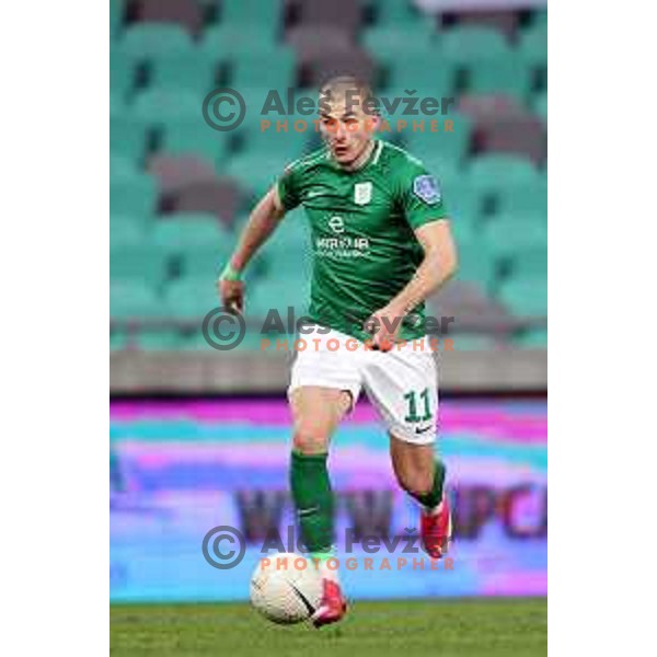 Mihailo Perovic in action during Prva Liga Telekom Slovenië 2020-2021 football match between Olimpija and Mura in SRC Stozice, Ljubljana, Slovenia on February 14, 2021