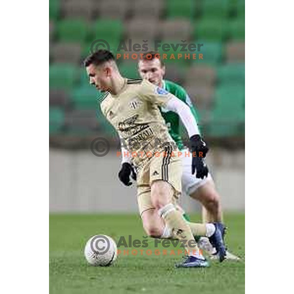 Mihael Klepac in action during Prva liga Telekom Slovenije 2020-2021 football match between Olimpija and Mura in SRC Stozice, Ljubljana on February 14, 2021