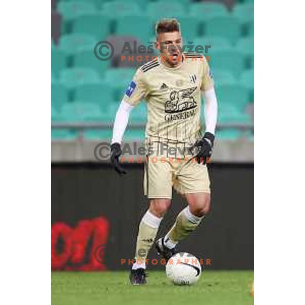 Amadej Marosa in action during Prva liga Telekom Slovenije 2020-2021 football match between Olimpija and Mura in SRC Stozice, Ljubljana on February 14, 2021