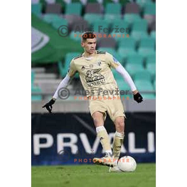 Jan Gorenc in action during Prva liga Telekom Slovenije 2020-2021 football match between Olimpija and Mura in SRC Stozice, Ljubljana on February 14, 2021