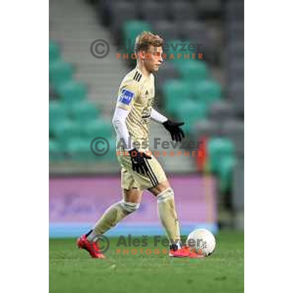 Aljaz Antolin in action during Prva liga Telekom Slovenije 2020-2021 football match between Olimpija and Mura in SRC Stozice, Ljubljana on February 14, 2021