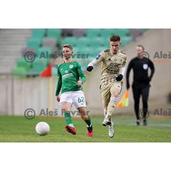 in action during Prva liga Telekom Slovenije 2020-2021 football match between Olimpija and Mura in SRC Stozice, Ljubljana on February 14, 2021
