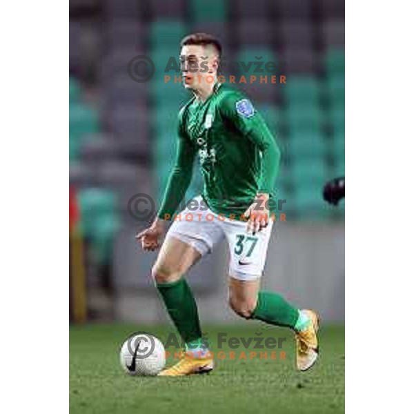 Enrik Ostrc in action during Prva liga Telekom Slovenije 2020-2021 football match between Olimpija and Mura in SRC Stozice, Ljubljana on February 14, 2021
