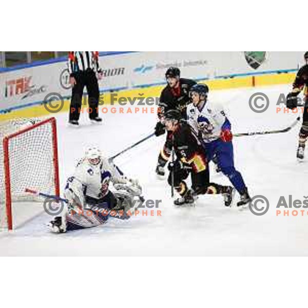 action during Slovenian National ice-hockey Championships match between Slavija and Bled in Ljubljana on February 13, 2021