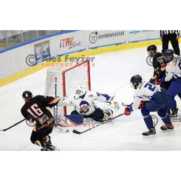 action during Slovenian National ice-hockey Championships match between Slavija and Bled in Ljubljana on February 13, 2021