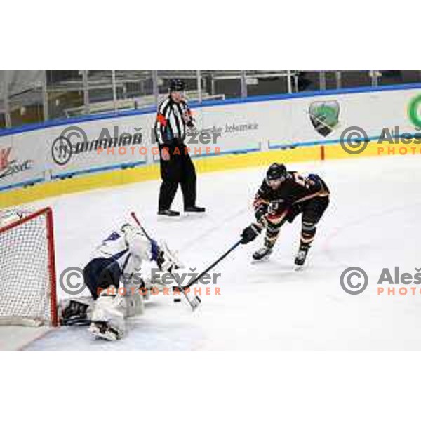 action during Slovenian National ice-hockey Championships match between Slavija and Bled in Ljubljana on February 13, 2021