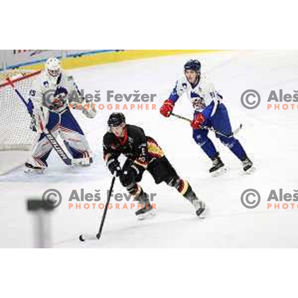 action during Slovenian National ice-hockey Championships match between Slavija and Bled in Ljubljana on February 13, 2021