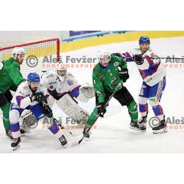 Andraz Zibelnik of SZ Olimpija in action during Alps League ice-hockey match between SZ Olimpija and Fassa Falcons in Tivoli Hall, Ljubljana, Slovenia on February 16, 2021