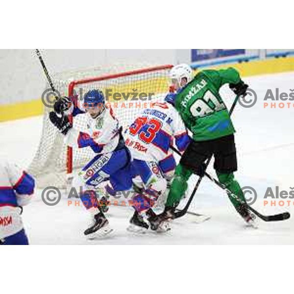 Tadej Cimzar of SZ Olimpija in action during Alps League ice-hockey match between SZ Olimpija and Fassa Falcons in Tivoli Hall, Ljubljana, Slovenia on February 16, 2021