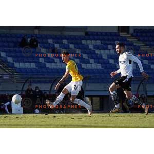 Miha Kancilija scores goal during Prva Liga Telekom Slovenije 2020-2021 football match between Bravo and Koper in Ljubljana on February 20, 2021