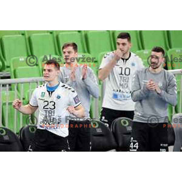 Uros Udovic in action during EHF European League Men 2020/21 handball match between Trimo Trebnje and Gudme in Ljubljana, Slovenia on February 23, 2021