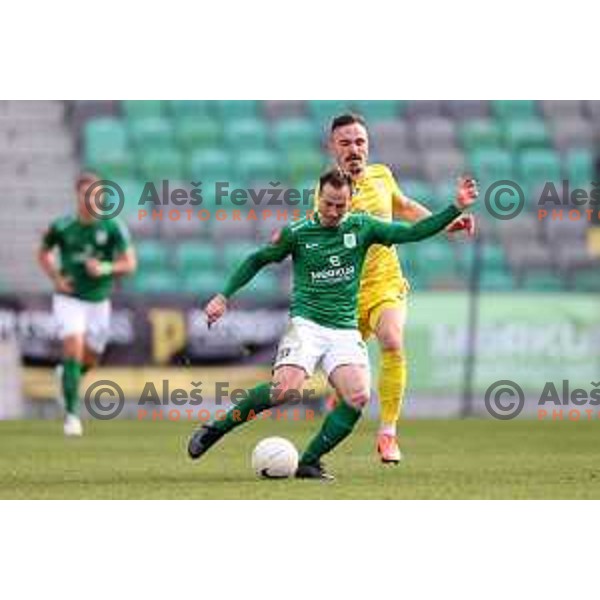 Matic Fink in action during Prva Liga Telekom Slovenië 2020-2021 football match between Olimpija and Domzale in SRC Stozice, Ljubljana, Slovenia on February 24,2021