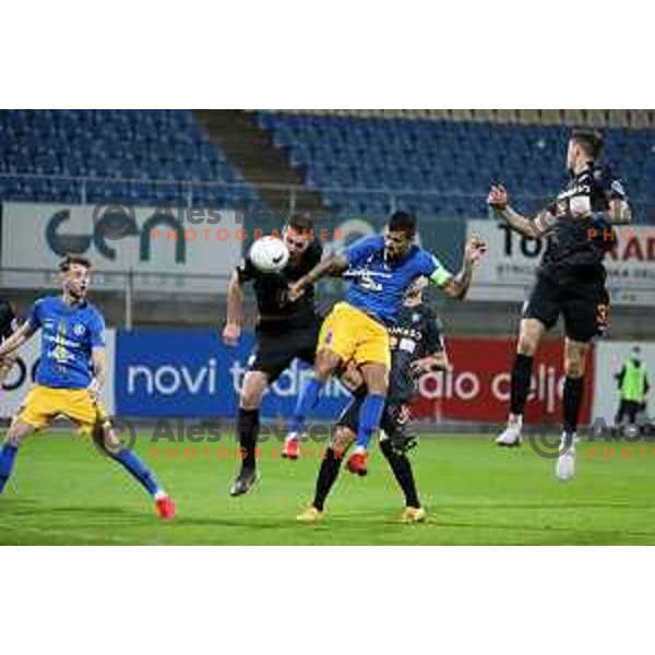 Josip Calusic scores goal during Prva liga Telekom Slovenije 2020-2021 football match between Celje and Bravo in Celje on February 24, 2021