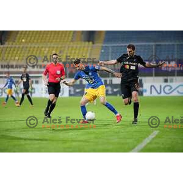 Jakob Novak and Luka Zinko in action during Prva liga Telekom Slovenije 2020-2021 football match between Celje and Bravo in Celje on February 24, 2021
