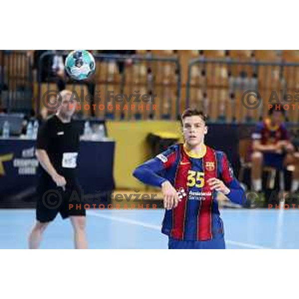 Domen Makuc in action during EHF Champions League handball match between Celje Pivovarna Lasko and Barcelona in Zlatorog Arena, Celje, Slovenia on February 24, 2021