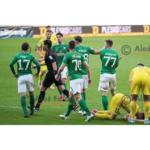 Referee Roberto Ponis in action during Prva Liga Telekom Slovenië 2020-2021 football match between Olimpija and Domzale in SRC Stozice, Ljubljana, Slovenia on February 24,2021
