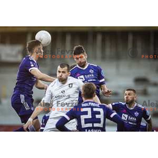 in action during Prva liga Telekom Slovenije football match between Maribor and Olimpija in Ljudski vrt, Maribor, Slovenia on February 27, 2021