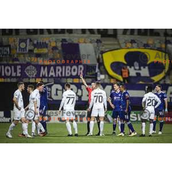 in action during Prva liga Telekom Slovenije football match between Maribor and Olimpija in Ljudski vrt, Maribor, Slovenia on February 27, 2021
