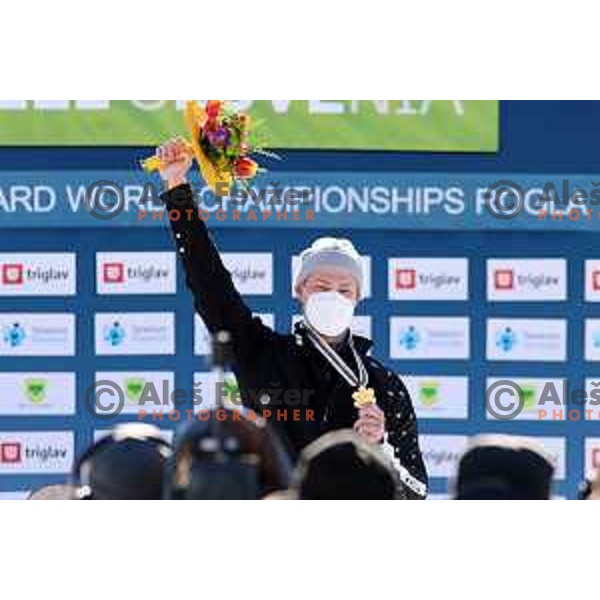 Dimitrij Loginov (RUS) , winner of men\'s Parallel Giant Slalom at Snowboard World Championships at Rogla Ski resort, Slovenia on March1, 2021