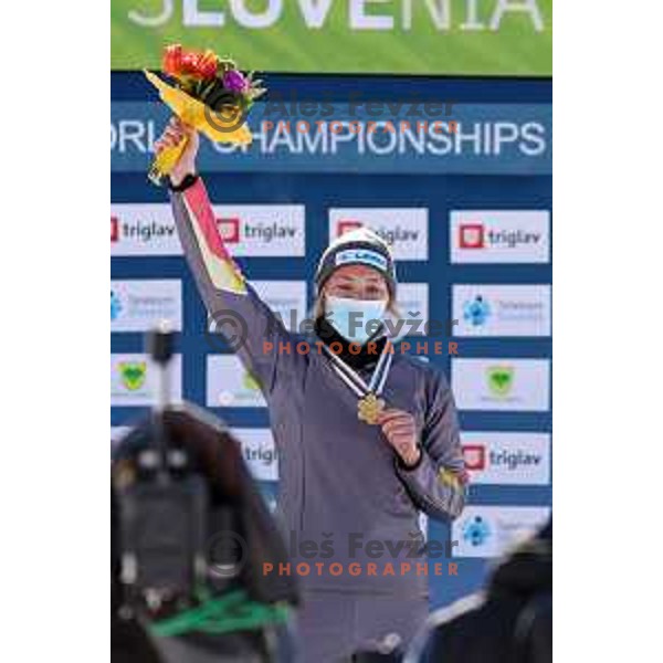 Selina Jörg (GER), winner of Ladies Parallel Giant Slalom at Snowboard World Championships at Rogla Ski resort, Slovenia on March1, 2021