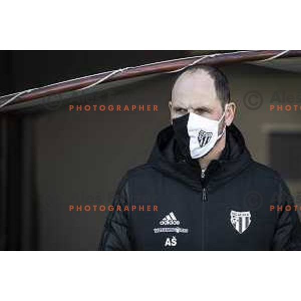 Ante Simundza, head coach of Mura in action during Prva liga Telekom Slovenije football match between Mura and Aluminij in Fazanerija, Murska Sobota, Slovenia on March 6, 2021